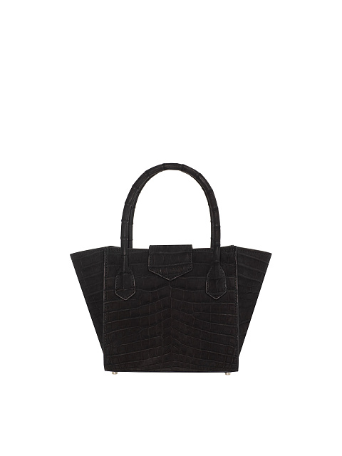 Черная сумка из крокодиловой кожи с серебром, 3