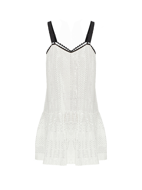 Белое платье-мини из хлопка в пайетках, 2
