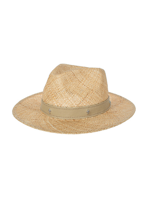Соломенная шляпа с отделкой из бежевой кожи и лилиями, 1