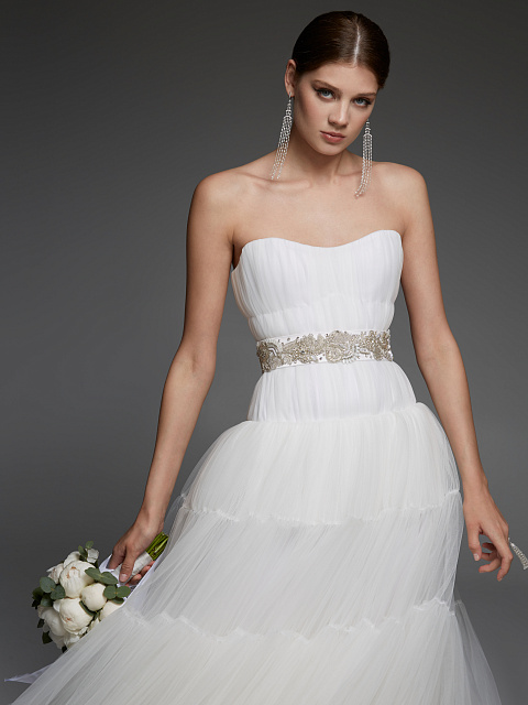 Шелковый пояс ручной работы расшитый стразами и бисером, 4