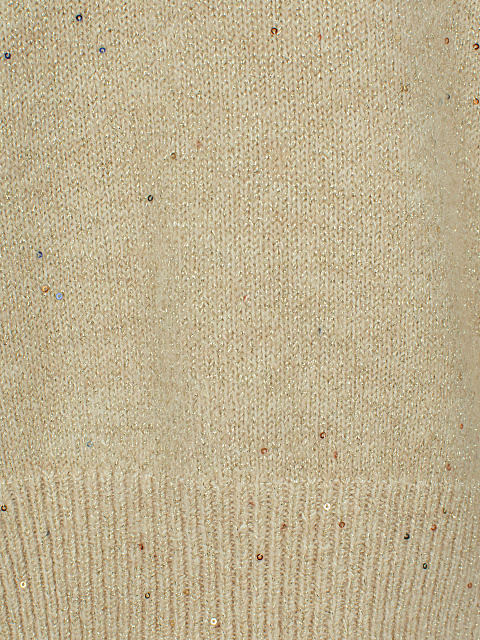 Бежевый пуловер с люрексом и пайетками, 3