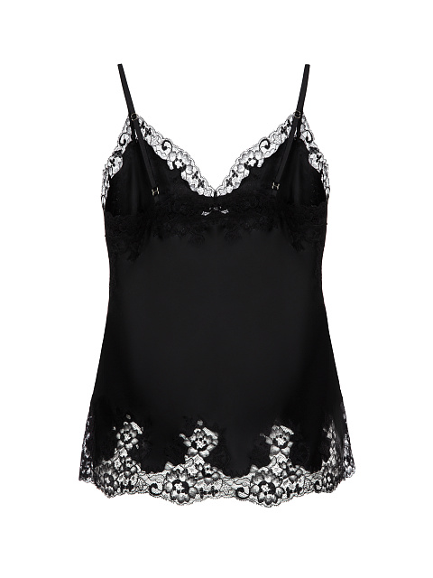 Черный шелковый топ с кружевом, 2