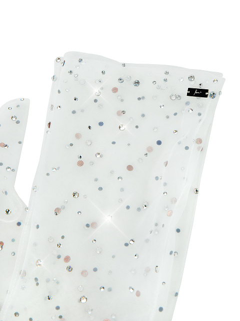 Белые перчатки из сетки со стразами, 3