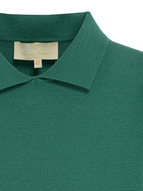 Зеленый джемпер с короткими рукавами и воротником, 4