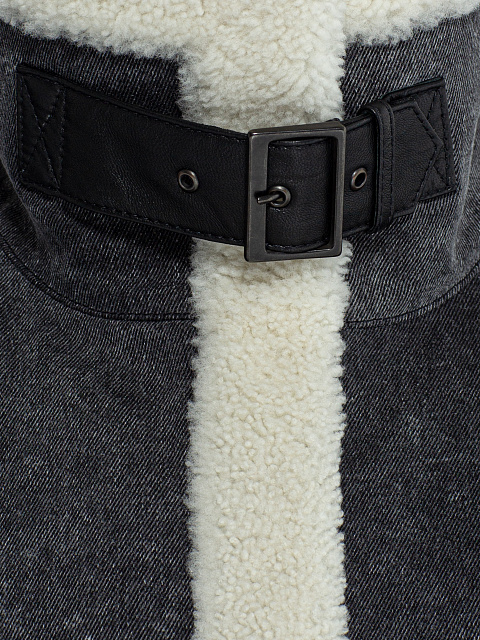 Куртка из вареного денима с мехом, 4