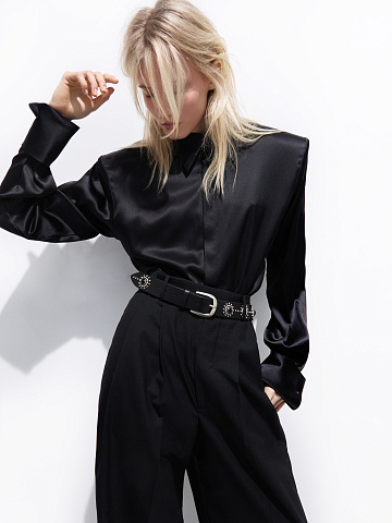 Черная блуза-боди из шелка, 2