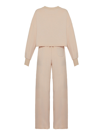 Светло-бежевый трикотажный костюм Bad Girls Club с тональной вышивкой, 2