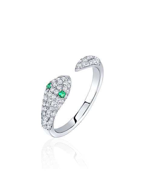 Кольцо в виде змеи из серебра с фианитами, 1