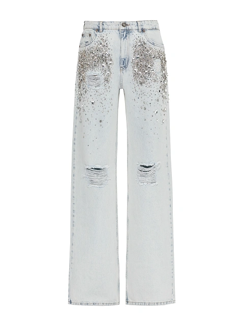 Расклешенные голубые джинсы со стразами, 1 Расклешенные голубые джинсы со стразами, 1