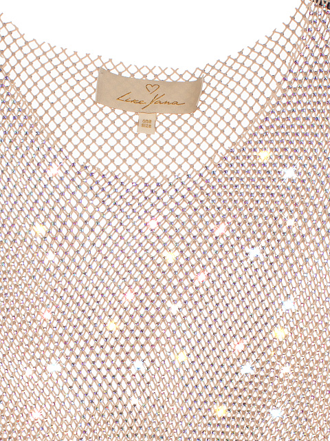 Бежевый топ из сетки со стразами, 3