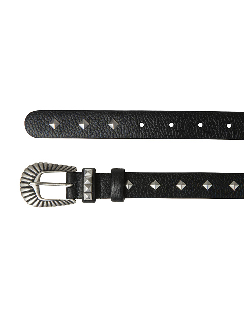 Черный кожаный ремень с клепками, 2