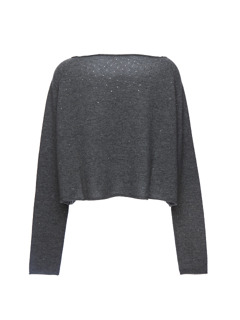 Укороченный кашемировый пуловер со стразами, 2