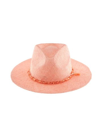 Розовая соломенная шляпа с отделкой из кораллов, 2