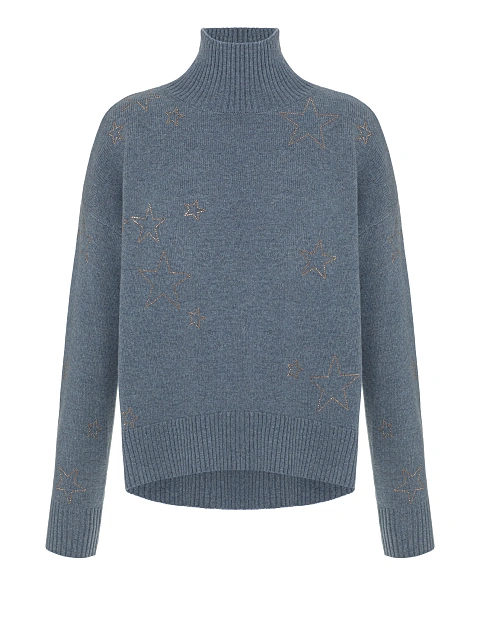 Синий кашемировый свитер со звездами, 1