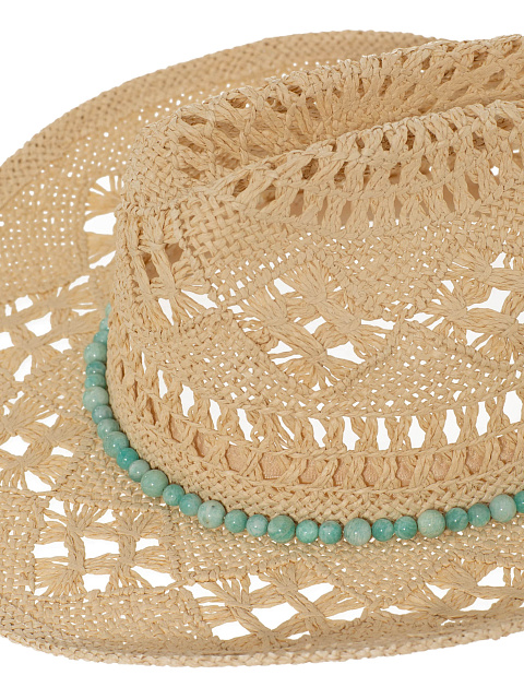 Светло-бежевая соломенная шляпа с амазонитом, 4 Светло-бежевая соломенная шляпа с амазонитом, 4