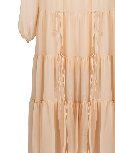 Бежевое шифоновое платье-миди, 3