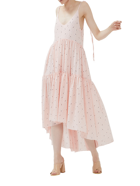 Розовый хлопковый сарафан на завязках, 5