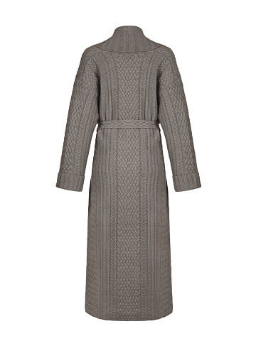 Серо-коричневое вязаное пальто из шерсти мериноса и кашемира, 2