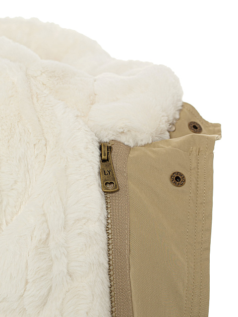 Детская парка цвета хаки из плащевки с эко-мехом, 4