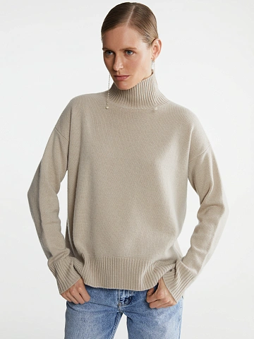 Белый кашемировый свитер с высоким горлом, 2