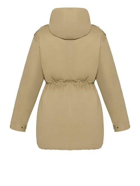 Бежевая парка из плащевки с эко-мехом, 3