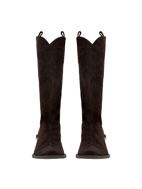 Коричневые казаки из замши с цепочкой, 2