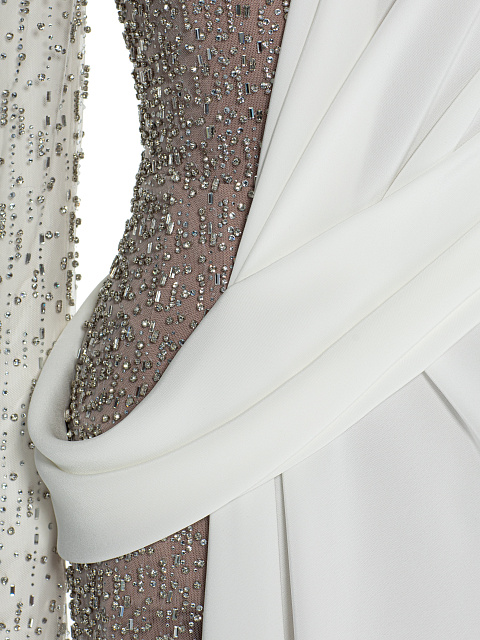Белое платье-макси с кристаллами, 3