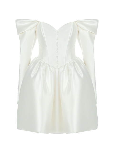 Белое платье-мини из шелковой тафты, 1