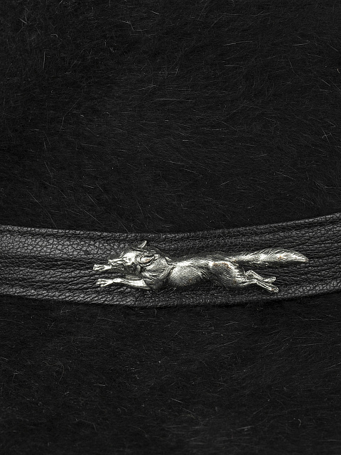 Черная фетровая шляпа с кожаной лентой и декором, 4