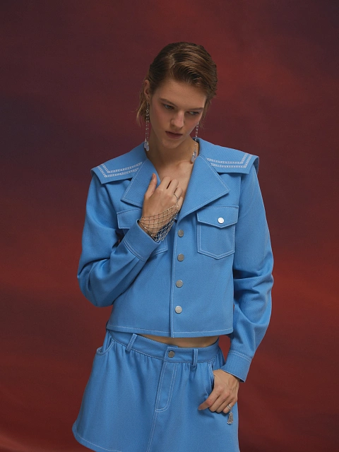 Серьги из белого золота с халцедоном и бриллиантами, 5 Серьги из белого золота с халцедоном и бриллиантами, 5