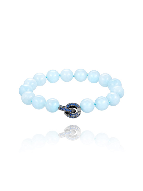 Браслет из черненого золота с бусинами из аквамарина и сапфирами, 1 Браслет из черненого золота с бусинами из аквамарина и сапфирами, 1