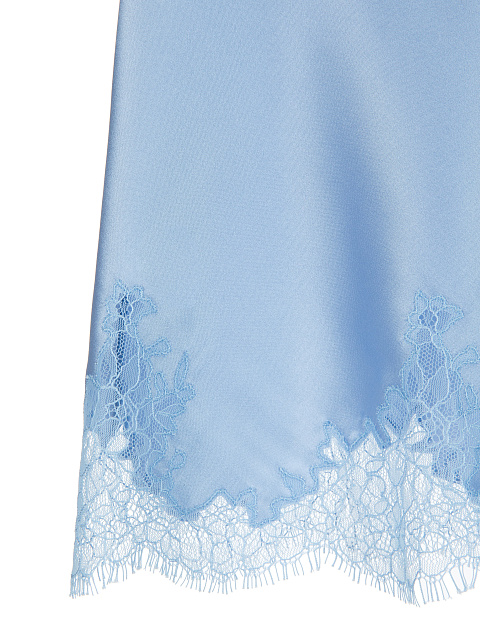 Голубой шелковый топ с кружевом, 3