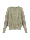Оливково-зеленый свитер с косами