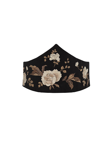 Черный корсет из денима с цветочной вышивкой, 1