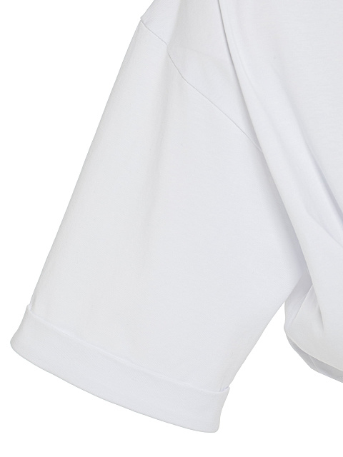 Белая укороченная футболка с узлом, 3