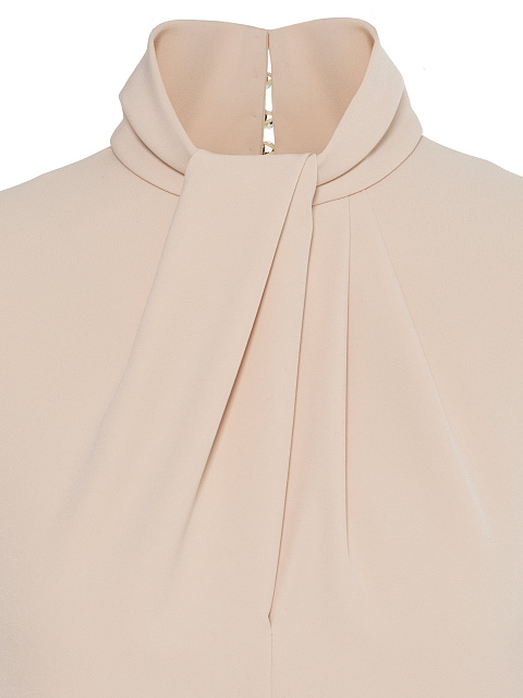 Светло-бежевое платье-миди с мехом лисы, 3