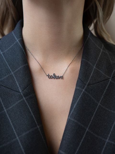 Колье с кулоном "Taken" из черненого золота с бриллиантами, 2