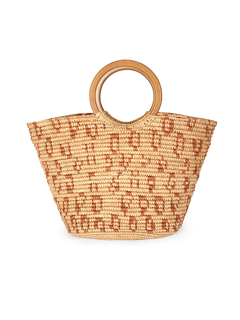 Бежевая плетеная сумка с узором, 3 Бежевая плетеная сумка с узором, 3