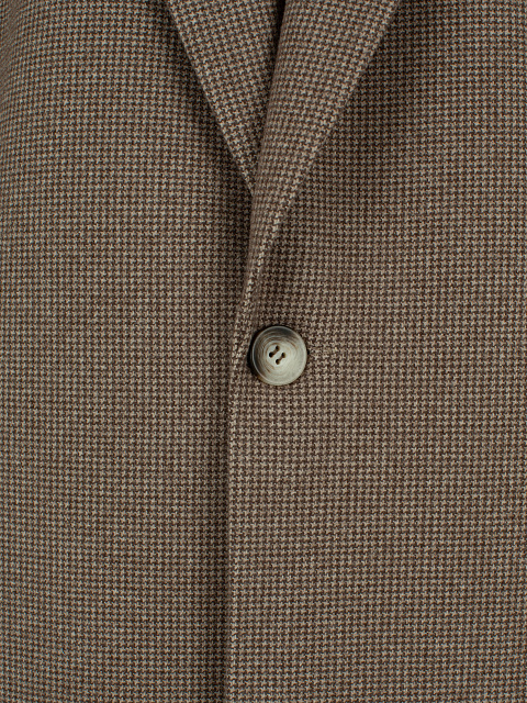 Коричневое однобортное пальто с узором пье-де-пуль, 3