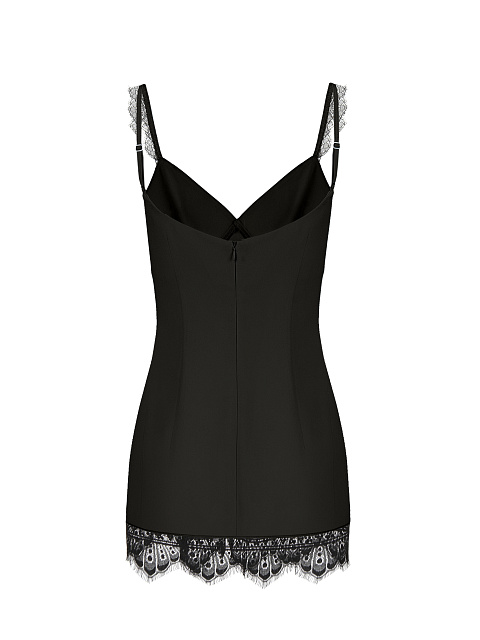 Черное ультра мини платье-комбинация, 2