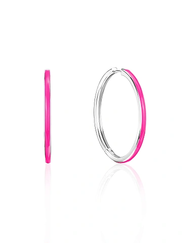 Средние хупсы из белого золота с эмалью Tutti Frutti Color, 1