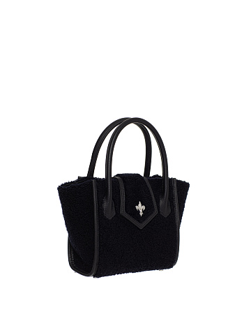 Черная сумка из овчины с лилией, 2