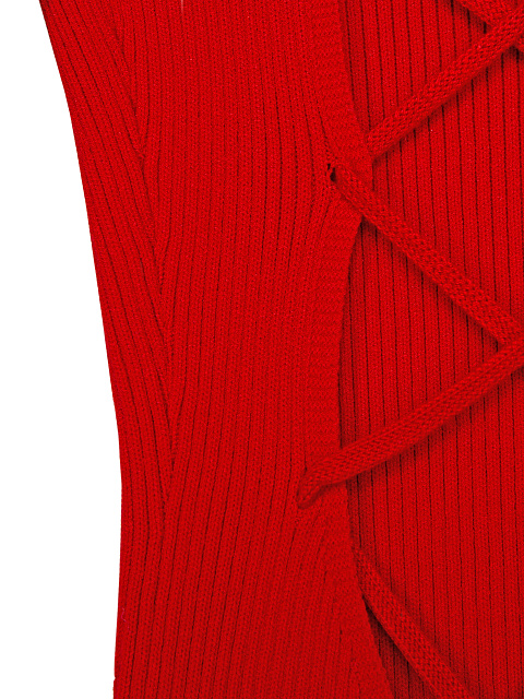 Красное трикотажное платье-мини со шнуровкой на спине, 3 Красное трикотажное платье-мини со шнуровкой на спине, 3