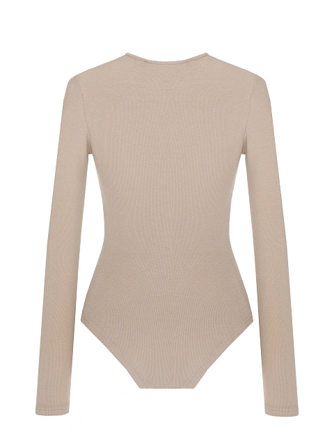Бежевое боди из хлопка с длинным рукавом, 2