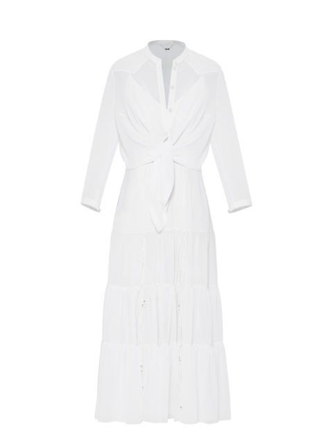 Белый комплект из платья-миди и блузки, 1