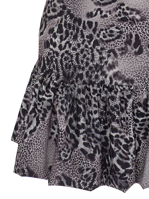 Серое платье-комбинация с леопардовым принтом и воланом, 3