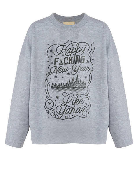 Мужской серый лонгслив с принтом, 1