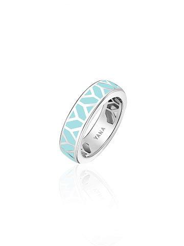 Кольцо из белого золота с эмалью Paraiba Color, 1 Кольцо из белого золота с эмалью Paraiba Color, 1