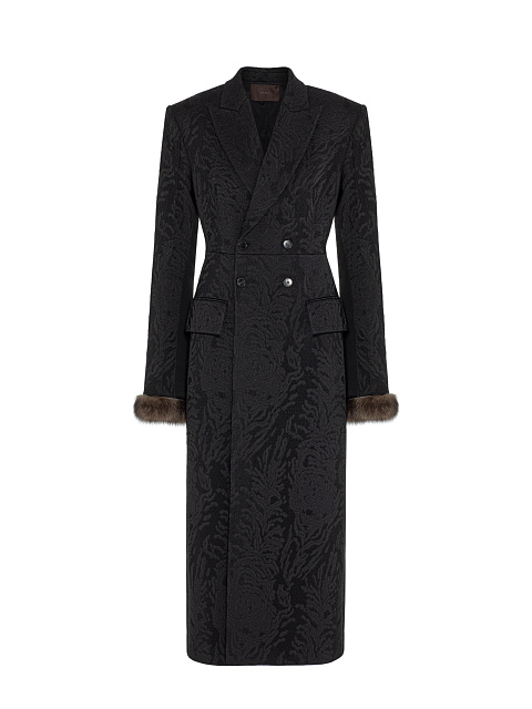Пальто из жаккарда с мехом, 1