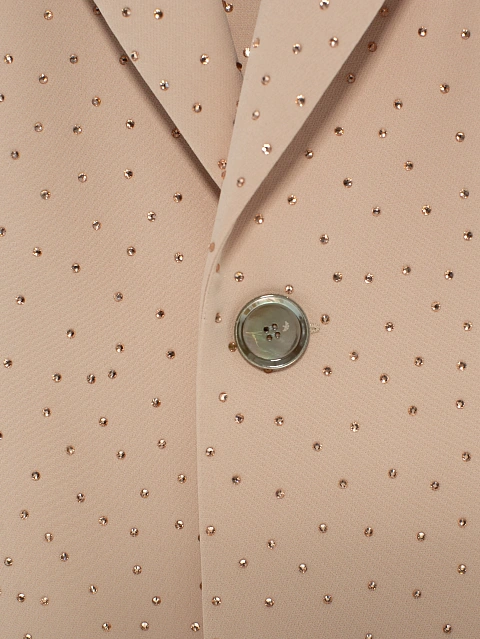 Бежевый костюм из жакета и юбки-мини в стразах, 6 Бежевый костюм из жакета и юбки-мини в стразах, 6